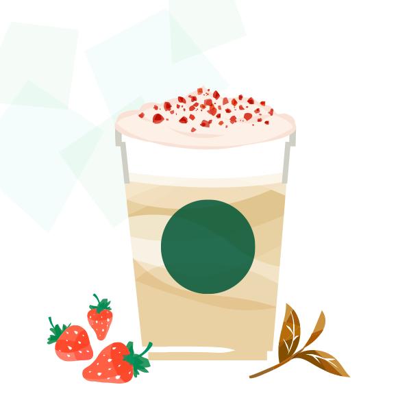 アイス ストロベリー ムース & ジョイフルメドレー ティー ラテ