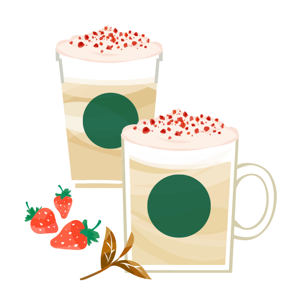 ストロベリー ムース & ジョイフルメドレー ティー ラテ